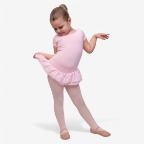 Papillon Roze balletpakje korte Mouwtjes en rokje met glitters 12PK4043