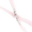 Rumpf gekleurde satijn ketting met messing sluiting roze